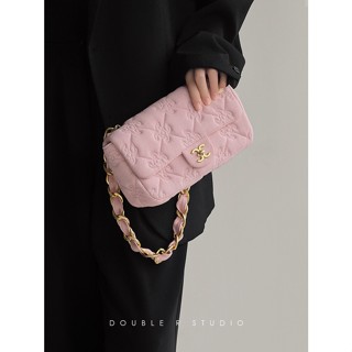 Shopkeepers selection# Cherry pollen steamed bun bag rhombus chain bag for women 20232 new style Chanel style denim embroidered shoulder underarm bag trendy 8.25N