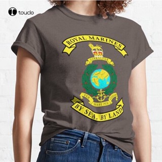 เสื้อยืด ผ้าฝ้าย พิมพ์ลายสยองขวัญ ดิจิทัล Royal Marines สไตล์คลาสสิก สําหรับผู้ชาย