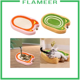 [Flameer] ที่นอนกระดาษแข็ง พร้อมลูกบอล ของเล่นสําหรับสัตว์เลี้ยง แมวในร่ม