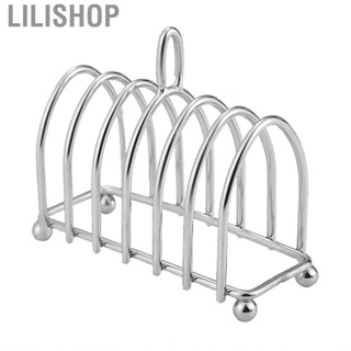 Lilishop Toast Rack Stainless Steel 6 Slice Slot Breakfast Bread Holder with Handle for Kitchen Bakery