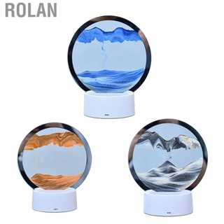 Rolan Quicksand Painting Art Table Lamp  Universal Charming 7 Color Light Increase Patience 3D Hourglass Gift for Bedrooms Hotel Rooms