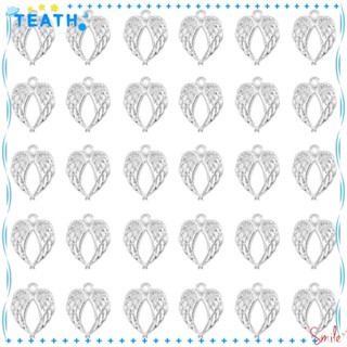Teath จี้รูปปีกนางฟ้า สีเงิน 21x17 มม. 60 ชิ้น