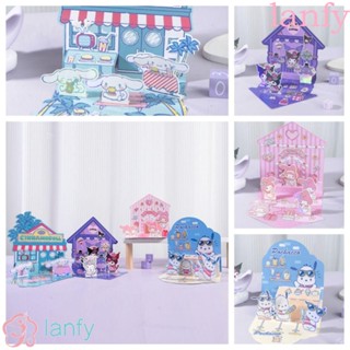 Lanfy สติกเกอร์กระดาษ ลายอนิเมะ Melody kuromi 3D สไตล์เกาหลี DIY สําหรับตกแต่ง