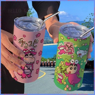 🥤Animation Peripheral Limited Water Cup🥤 กระติกน้ําร้อน ลายการ์ตูนชินจังน่ารัก พร้อมหลอดดูด แบบพกพา คุณภาพสูง สําหรับนักเรียน