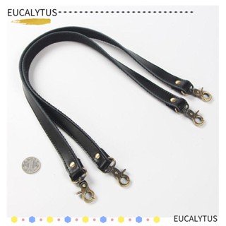 Eutus สายกระเป๋าหนังแท้ 58 ซม. แบบเปลี่ยน สีดํา สําหรับเย็บกระเป๋า ผ้าแคนวาส 2 ชิ้น