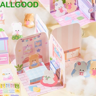 Allgoods หนังสือแฮนด์เมด ลายการ์ตูนหมี กระต่าย 3D เสียงเงียบ สําหรับเด็กผู้หญิง