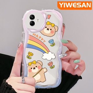 เคสโทรศัพท์มือถือ ซิลิโคนนิ่ม ใส กันกระแทก ลายการ์ตูนหมีแฮปปี้ สีครีม สําหรับ Samsung A04 A04E M04 F04