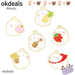 Okdeals เข็มกลัด รูปกระบองเพชร กระต่าย สับปะรดน่ารัก สีขาว