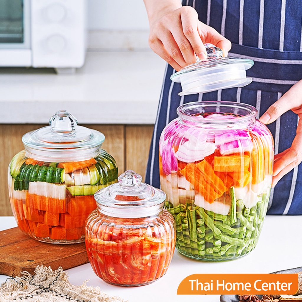 โหลแก้วใหญ่ ใส กระปุกหัวไชเท้าดอง ฝาปิดผนึกได้ดี สวยๆ โถใส่ดองเหล้า/น้ำจิ้ม/ใส่ยา ผักผลไม้หมัก glass canister - รูปที่ 6