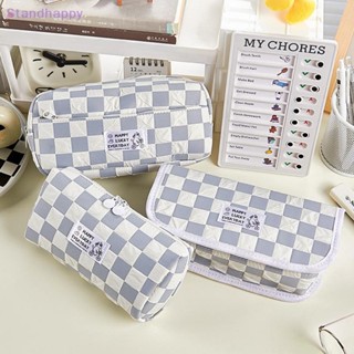 Standhappy Checkerboard กระเป๋าดินสอ กระเป๋าเครื่องสําอาง กระเป๋าถือ กระเป๋าเครื่องเขียน โรงเรียน ใหม่ ความจุขนาดใหญ่ สําหรับผู้หญิง