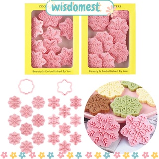 WISDOMEST แม่พิมพ์พลาสติก รูปซานตาคลอส เกล็ดหิมะ 3D สําหรับตกแต่งเค้ก 9 ชิ้น/ชุด