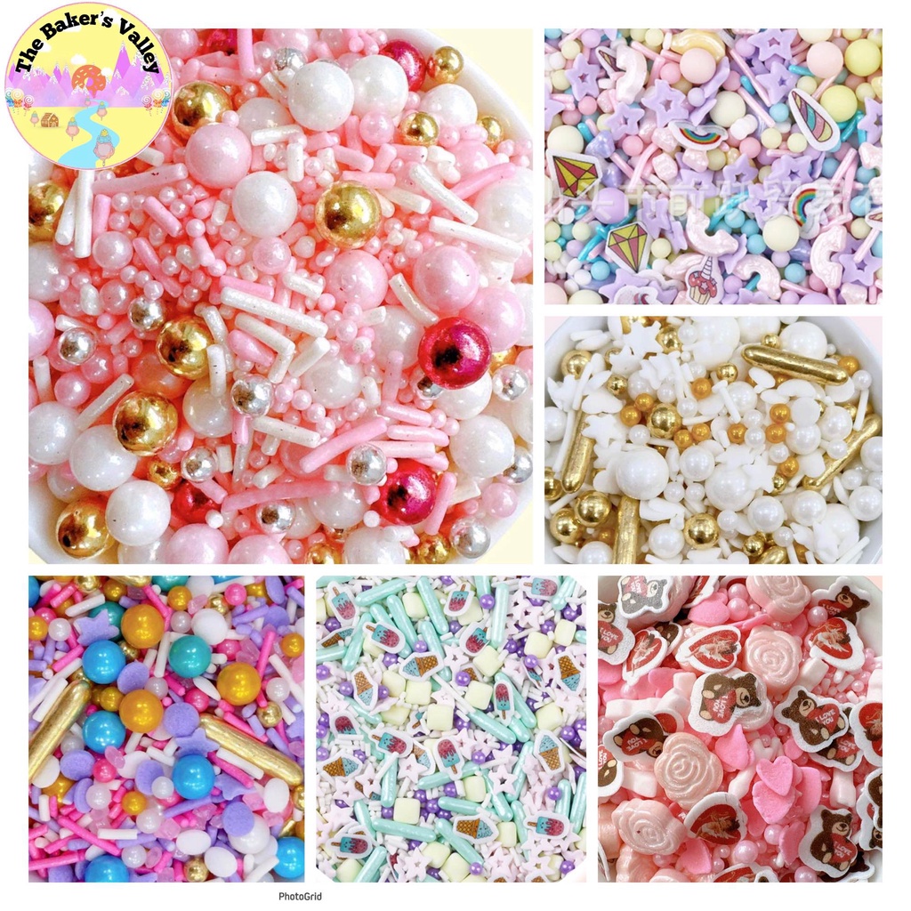 พร้อมส่งในไทย น้ำตาลตกแต่งเค้ก คัพเค้ก เม็ดมุกน้ำตาล ของแต่งเค้ก เบเกอรี่ ขนาด 30/50/100 กรัม