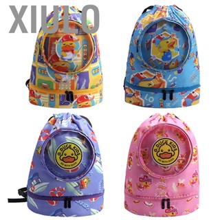 Xiulo Kids Swimming Bag Wet Dry Separated Drawstring Closure Cartoon Child Backpack for Travel Camping