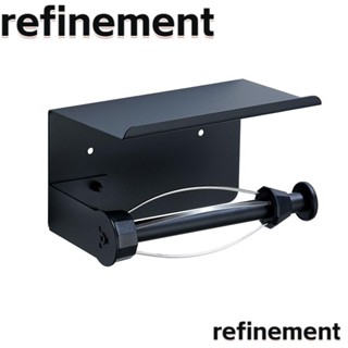 Refinement ที่วางม้วนกระดาษทิชชู่ แบบสเตนเลส 304 เนื้อแมตต์ สีดํา พร้อมชั้นวางของ สําหรับห้องน้ํา