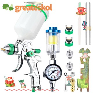 Greateskol ชุดสเปรย์พ่นสีรถยนต์ สีเขียว HVLP เคลือบเงา และไพรเมอร์ 600cc DIY