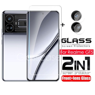 สําหรับ Realme Gt 5 2 In 1 ฟิล์มกระจกนิรภัยกันรอยหน้าจอ สําหรับ Realme Gt 5 Gt5 2023 เลนส์กล้องด้านหลัง ฟิล์มกันรอย กระจกนิรภัย แบบเต็มจอ ฟิล์มด้านหน้า