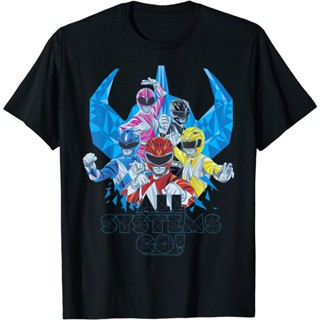 เสื้อยืดคอกลม แขนสั้น ผ้าฝ้าย 100% พิมพ์ลาย POWER RANGERS Transformation สําหรับผู้ชาย พลัสไซซ์