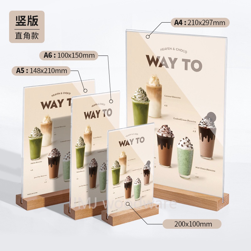 ป้ายอะคริลิคตั้งโต๊ะ รูปตัว l ขนาด a4 สองด้าน สําหรับร้านกาแฟ ชานม ร้านชานม หนังสือเดี่ยว