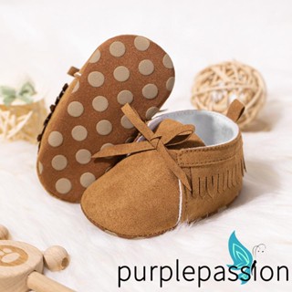 Purplepassion- รองเท้าส้นเตี้ย ประดับพู่ หนัง PU พรีเมี่ยม สําหรับเด็กทารกผู้หญิง เดินเล่น งานเทศกาล อาบน้ําเด็ก