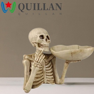 Quillan ถาดเก็บผลไม้ เรซิ่น รูปหัวกะโหลก สไตล์วินเทจ สําหรับตกแต่งบ้าน