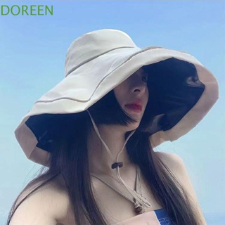 Doreen หมวกปีกกว้างลําลอง ป้องกันรังสียูวี พับได้ เหมาะกับเดินชายหาดกลางแจ้ง แฟชั่นฤดูร้อน สไตล์ชาวประมง