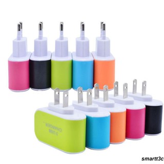 Ready Fast CHARGING แบบพกพา Mini 3 พอร์ต USB Charger สีลูกกวาดปลั๊กผนังสากล 2A ปลั๊ก EUUS สำหรับ iPhone Samsung Huawei iPad HTC แท็บเล็ต TravelFriendly