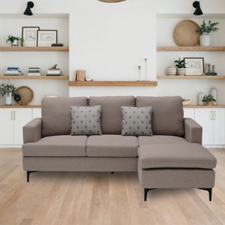 [กทม. 3-5 วัน ส่ง] Koncept furniture โซฟาเข้ามุมสลับด้านได้ซ้าย/ขวา รุ่น Xilica สีน้ำตาลอ่อน (189x140x84 ซม.)