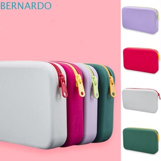 Bernardo กระเป๋าเครื่องสําอาง ทรงสี่เหลี่ยม สีพื้น สีตัดกัน ซิลิโคน กระเป๋าจัดเก็บข้อมูล ความจุขนาดใหญ่ สร้างสรรค์ สําหรับผู้ชาย