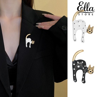 Ellastore123 เข็มกลัด รูปการ์ตูนแมว สวยหรู สําหรับติดปกเสื้อโค้ท ผ้าคลุมไหล่ กระเป๋า เข็มกลัด เครื่องประดับ