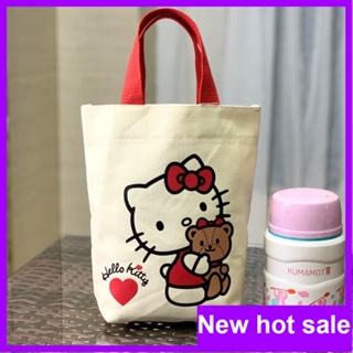 【โปรโมชั่น】กระเป๋าผ้าแคนวาส ลาย Hello Kitty แบบพกพา สําหรับใส่ขนมขบเคี้ยว