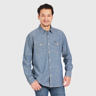 WRANGLER เสื้อเชิ้ตแขนยาวผู้ชาย REGULAR รุ่น WR S123MSHLS14 - สียีนส์ แรงเลอร์ เชิ้ต เสื้อเชิ้ต เสื้อผ้าผู้ชาย