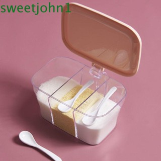 Sweetjohn กล่องปรุงรส พลาสติก กันฝุ่น อเนกประสงค์ สามช่อง สีชมพู ฟ้า