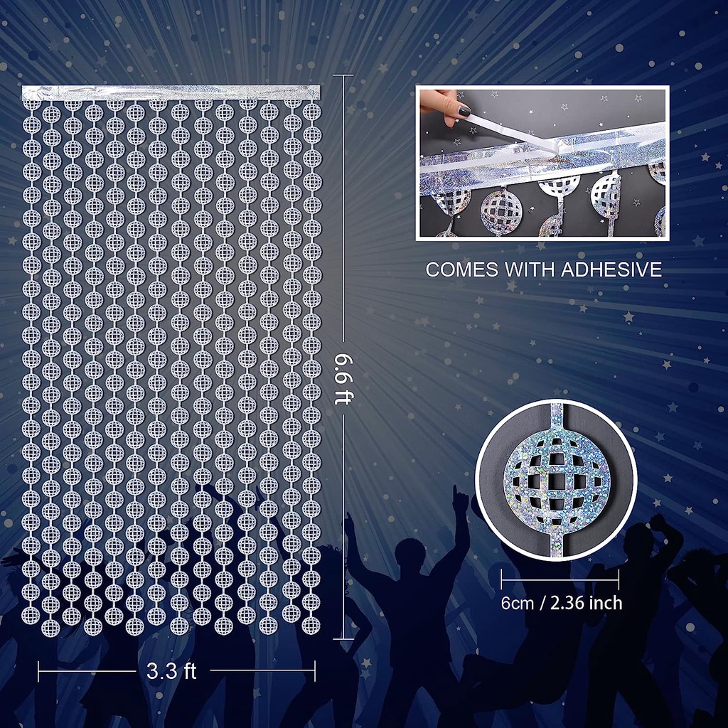 แนะนำ ผ้าม่าน ผ้าม่านฟอยล์ดิสโก้ สีเงิน 3.3x6.6 ฟุต สําหรับตกแต่งปาร์ตี้ 70s & 80s ราคาพิเศษ มีเก็บเงินปลายทาง