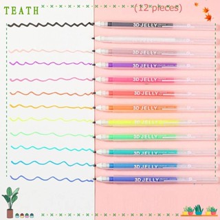 Teath ปากกาลูกลื่นหมึกเจลลี่ 1.0 มม. 12 สี 6 12 ชิ้น