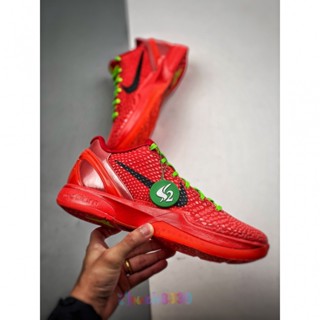 [S2 Pure Native Production Line NK] Kobe 6 Protro Red Reverse Grinch Low-Cut Actual Combat Air Cushion Cushioning Basketball Shoes J7FH