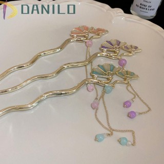 Danilo กิ๊บติดผมยาว สีเงิน สไตล์จีนวินเทจ หรูหรา