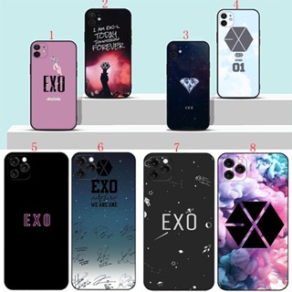 เคสโทรศัพท์มือถือแบบนิ่ม ลายโลโก้ EXO สีดํา สําหรับ iPhone X XS 5 5s 6 6s Pplus 7 8 7 Plus 8 Plus SE 2016 H16