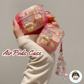 เคสซิลิโคนใส แบบนิ่ม ลายหมี กระต่าย 3D กันกระแทก กันฝุ่น สําหรับ AirPods 1 2 3 Pro 2