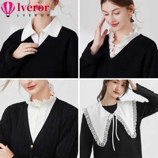 Lveror ปกเสื้อเชิ้ตปลอม ผ้าฝ้าย สไตล์วินเทจ คลาสสิก ถอดออกได้ แฟชั่นสําหรับผู้หญิง