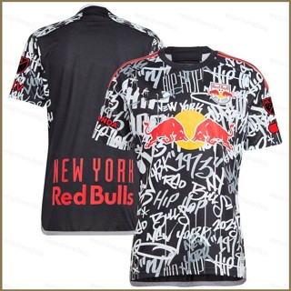 เสื้อยืดแขนสั้น ลายทีมชาติฟุตบอล New York Red Bulls Jersey สีดํา พลัสไซซ์ 2023-2024