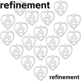 Refinement จี้รอยเท้าสุนัข รูปหัวใจ โลหะผสมเงิน 0.61x0.59 นิ้ว 20 ชิ้น