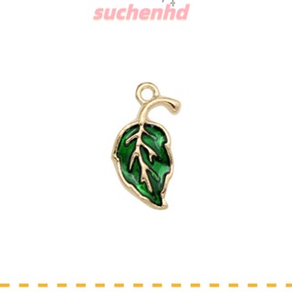 Suchenhd จี้รูปใบไม้ โลหะผสมสีเขียว ขนาดเล็ก 0.78x0.39 นิ้ว สําหรับตกแต่งต่างหู DIY 100 ชิ้น