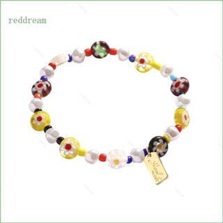 Redd สร้อยข้อมือ เชือกยางยืด ประดับลูกปัด แฮนด์เมด สีแดง น่ารัก เครื่องประดับ