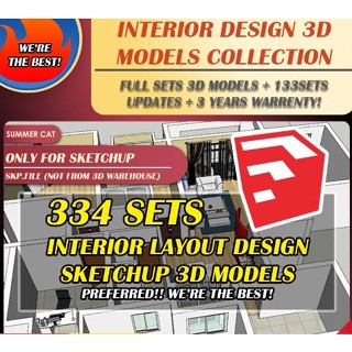 🔥PREFERRED🔥 FULL 334 SKU52 SETS INTERIOR LAYOUT DESIGN SKETCHUP DETAIL FURNITURE 3D MODEL ARCHITECTURE DESIGNER