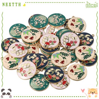 Nextth จี้ดอกไม้ เห็ด ทรงกลม แบน 4 แบบ 25*28 มม. คละสี สําหรับพวงกุญแจ