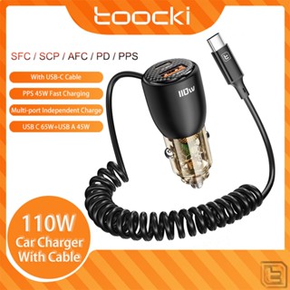 Toocki ที่ชาร์จในรถยนต์ แบบชาร์จเร็ว 100W พร้อมสายเคเบิล USB C PD65W USB45W PPS สําหรับแล็ปท็อป แท็บเล็ต โทรศัพท์