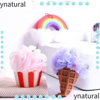 Ynatural ฟองน้ําอาบน้ํา รูปไอศกรีมน่ารัก พร้อมสายคล้อง PE สําหรับเด็ก