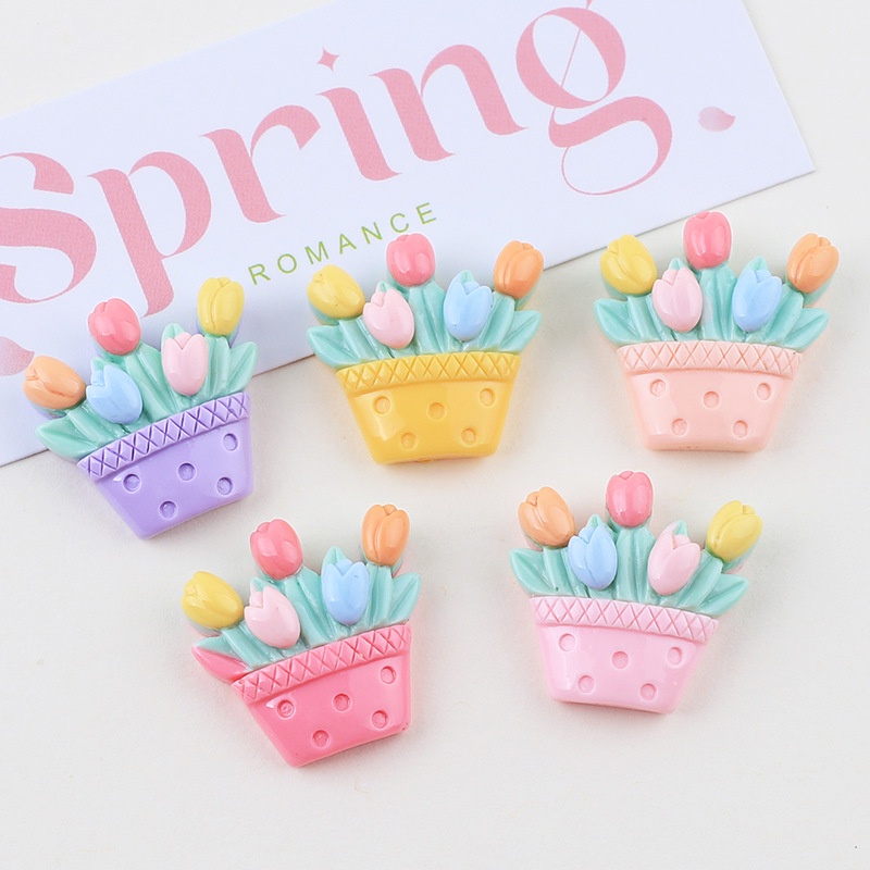 [3 @] For Jibbitz Crocs สติกเกอร์เรซิ่น รูปดอกทิวลิป แวววาว diy สําหรับติดตกแต่งตู้เย็น ปิ่นปักผม รองเท้า หัวเข็มขัด XDD