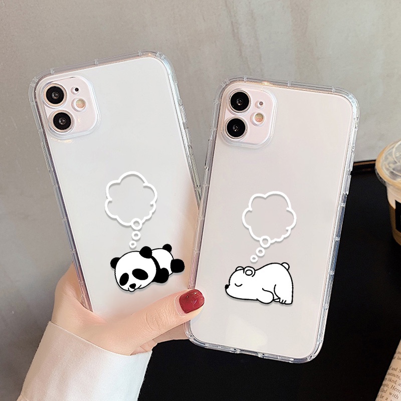 การ์ตูนแพนด้า ใส กันกระแทก เรียบง่าย For iPhone เคส 15 11 13 12 14 Pro Max X XS Max 6 S 7 8 Plus XR 12 Mini Case iPhone