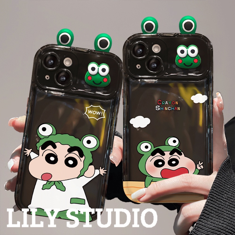 เคสโทรศัพท์มือถือ แบบฝาพับกระจก ลายการ์ตูนชินจังน่ารัก พร้อมสายคล้องมือ สําหรับ IPhone 11 15 14 Pro Max 13 Pro Max 12 X XS XR XS Max 7 8 Plus